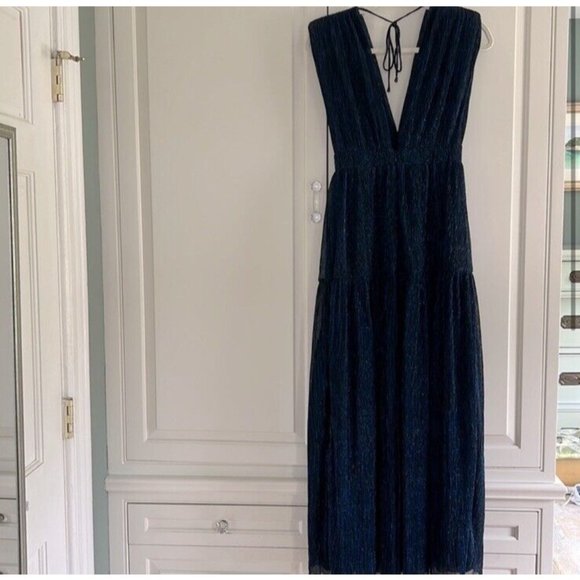 Karina Grimaldi Merment Dress Sapphire Blue Metallic - Picture 2 of 4